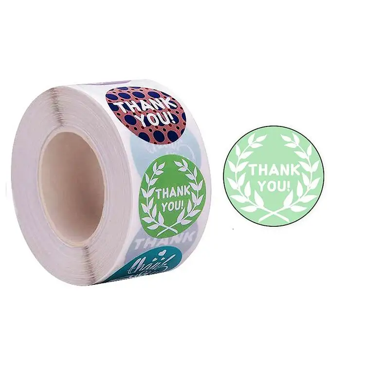 Thank You Stickers Round Kraft 500pcs Per Roll Cute Sticker For ...