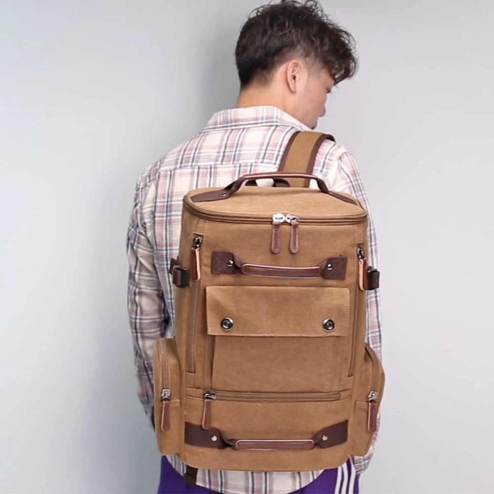 ZUOLUNDUO High Capacity Casual Canvas Travel Backpack Vintage Backpack Men's Backpacks 2 ZUOLUNDUO High Capacity Casual Canvas Travel Backpack Vintage Backpack Men's Backpacks - Image 2