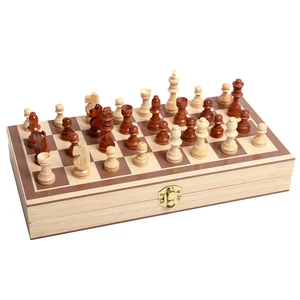High Quality Wooden Chessboard Folding Board Chess Game International Chess Set