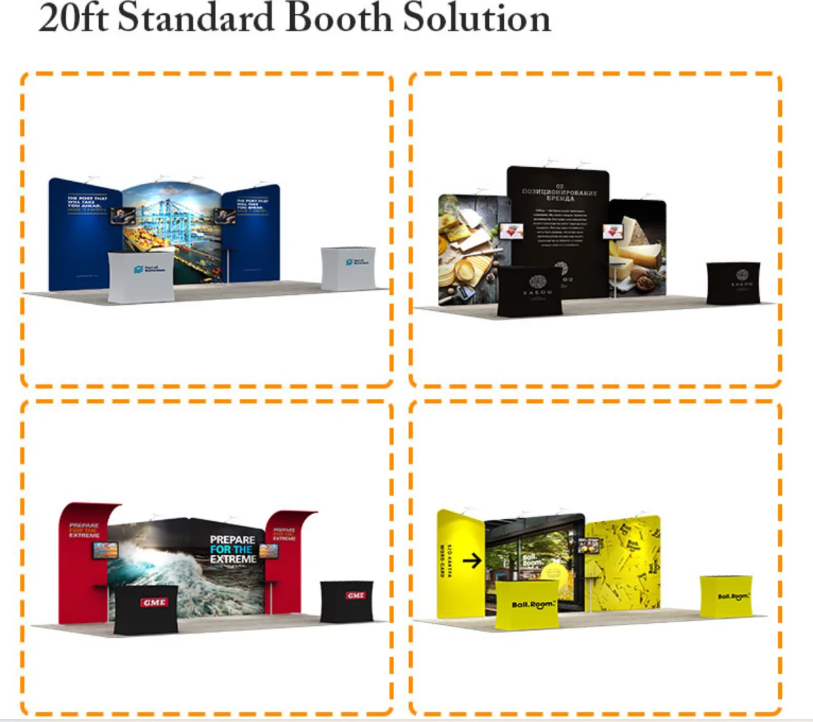 10x10 fashion design reusable aluminum seg tradeshow modular expo led backlit exhibition lighting trade show display booth