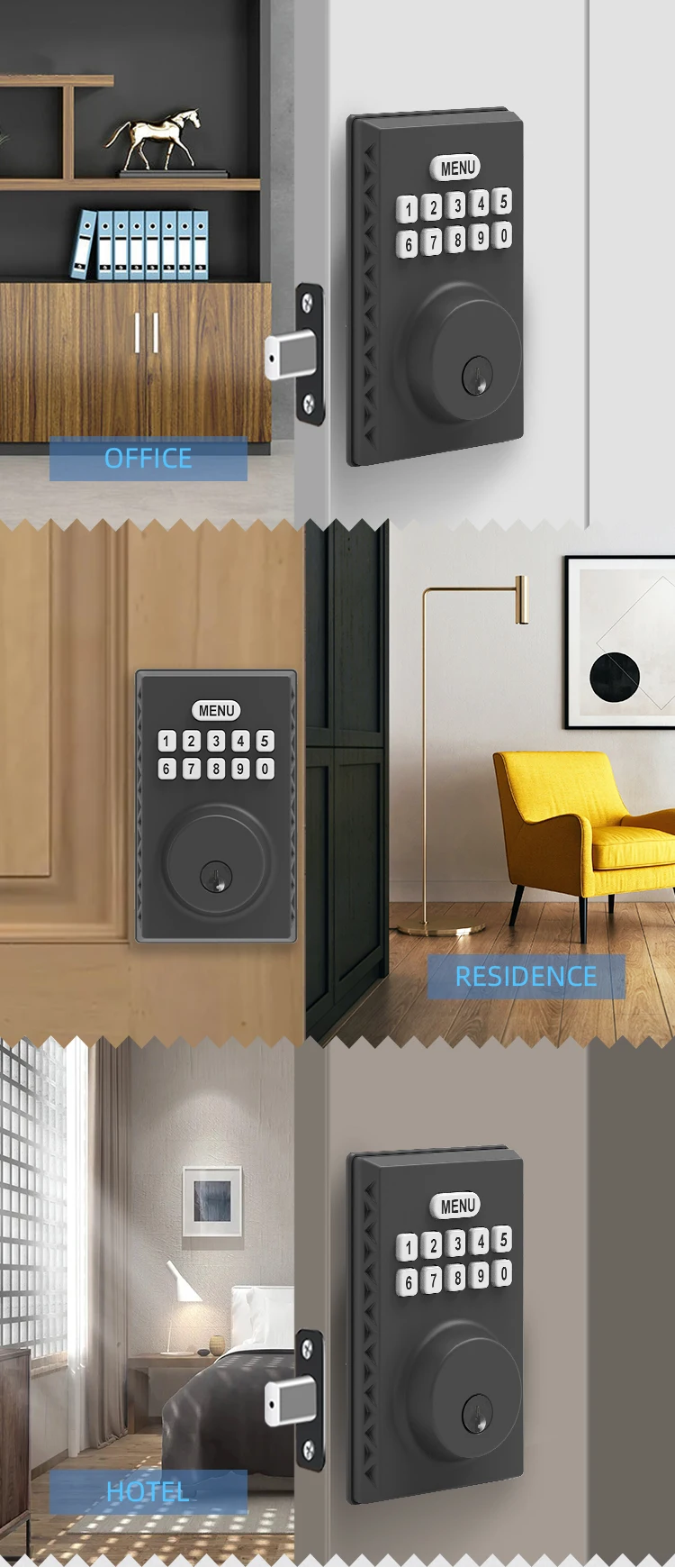 Bbdhome New Style Multi Function Security Digital Entry Door Lock Brass