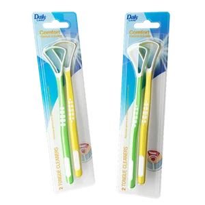 Daily Care ISO GMP Factory Direct Mouth Care Tongue Cleaner Soft TPE Plastic Tongue Scrapper Twin Pack