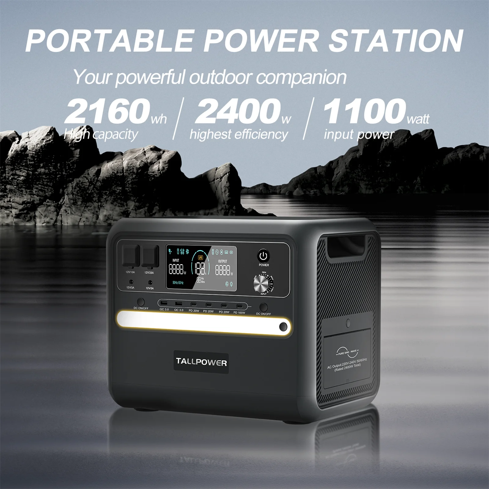 TALLPOWER 2400W Portable Power Station - Reliable Emergency Power