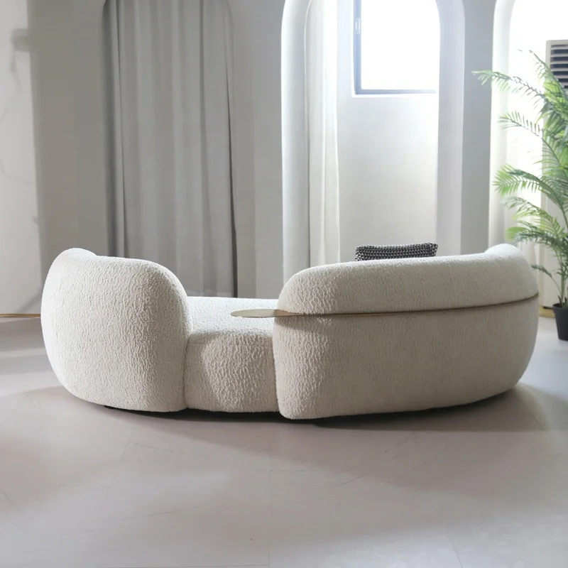 Italian Luxury Modern Convertible Curved Boucle Sofa Set
