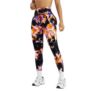 Tie Dye Butt Lifting Women s Yoga Pants Seamless High Stretch High Waist Breathable Outdoor Sports Tight Pants