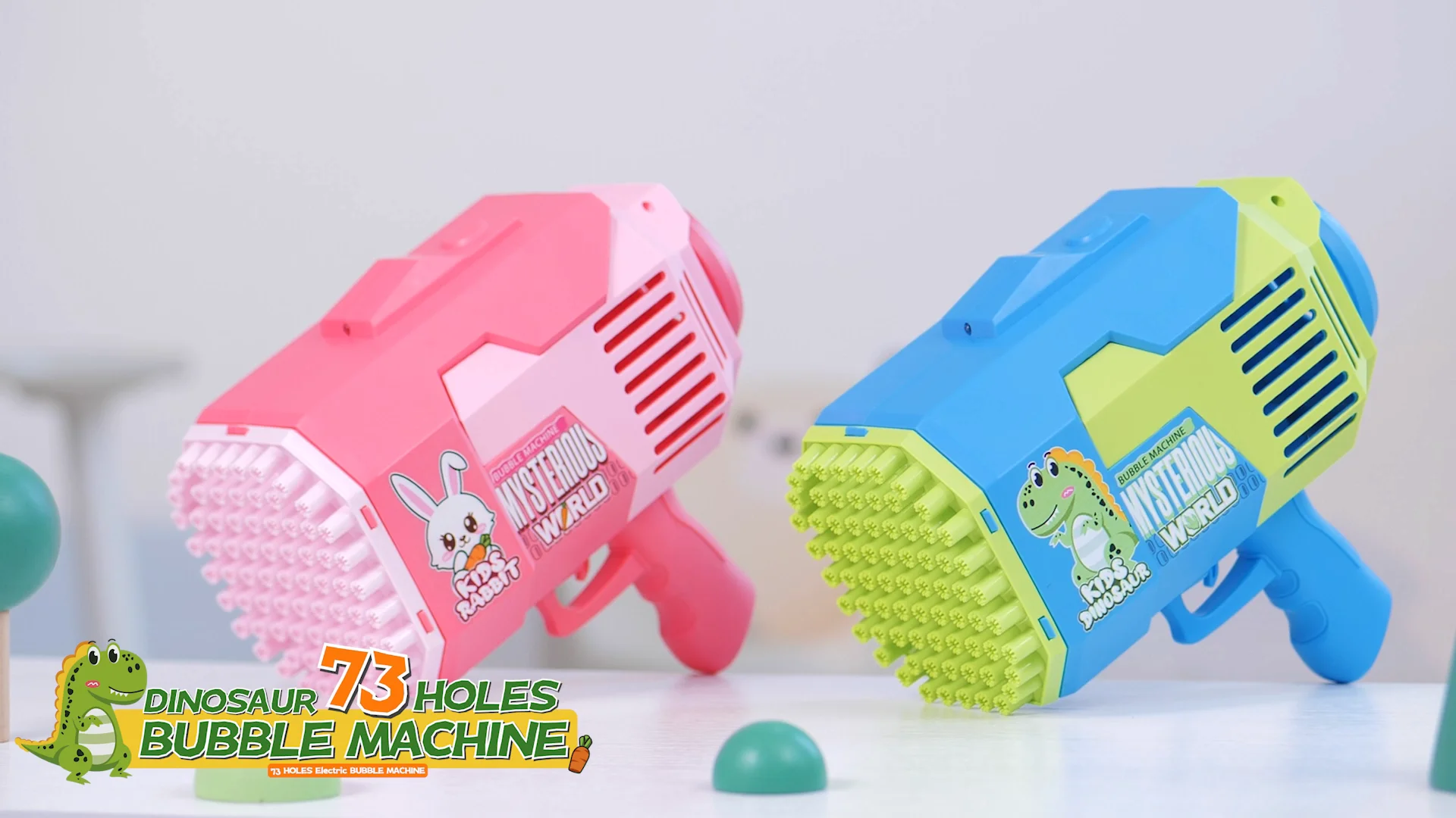 Outdoor 73 Holes Rabbit & Dinosaur Bubble Machine Bazooka Gatling