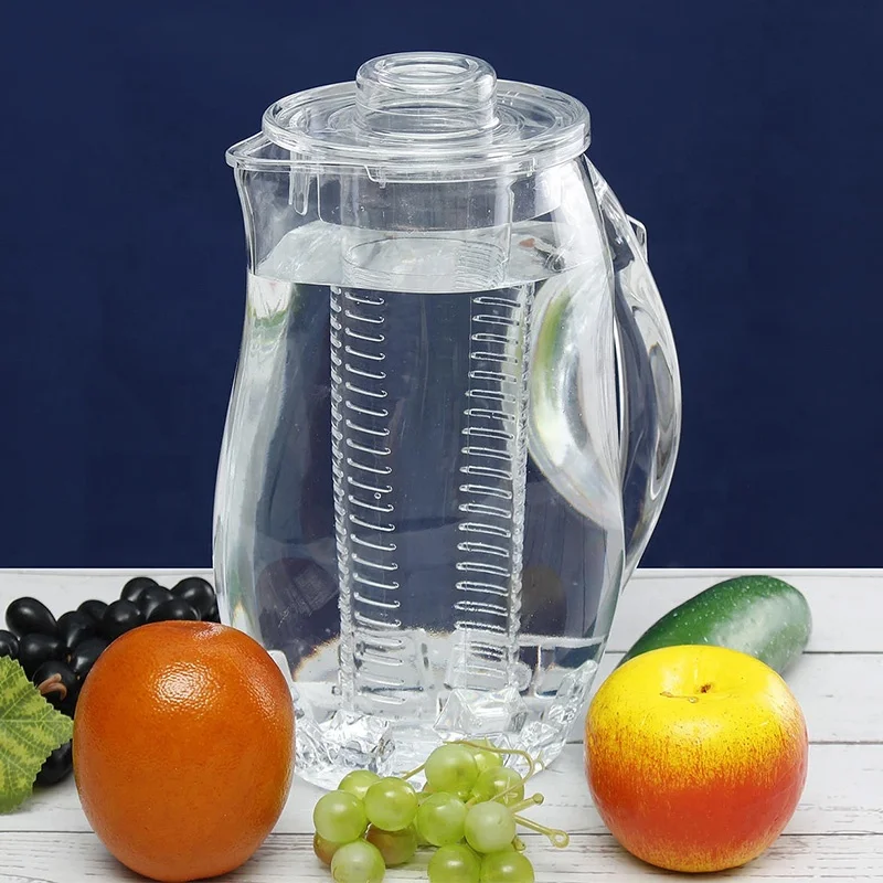 Large Fruit Infuser Water Pitcher (2.9 Quart / 93 oz) Shatterproof Acrylic Infusion Jug for Iced Tea, Juice, Beverages, Water, Lemon, Fruit & Herbs