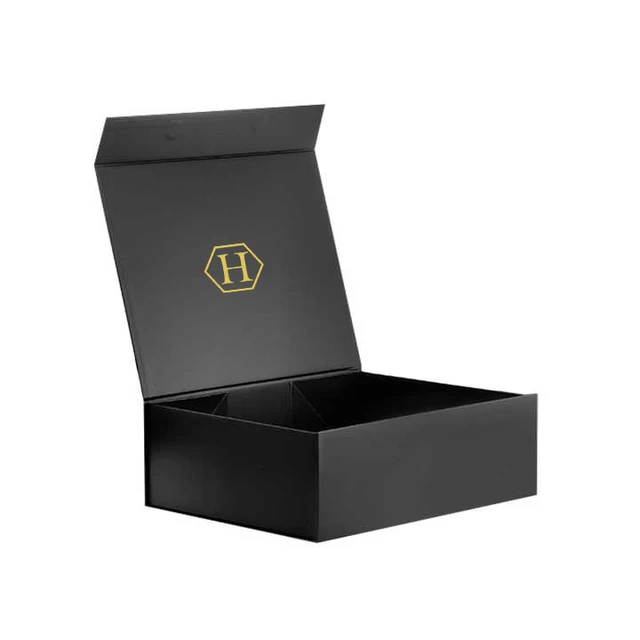 Custom Logo Luxury Black Book Shape Gift Packaging Box Collapsible Cardboard Paper Boxes With Magnetic Closure for Cosmetic