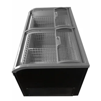Rebirth Double-Temperature Ice Cream & Gelato Display Chest Freezer with Curved Glass Top Air Cooling Countertop/Chest Style