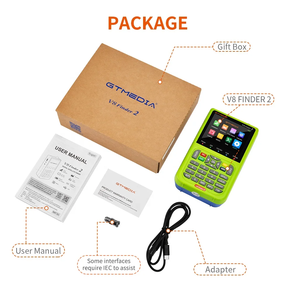 V8 finder2 3 5 дюймовый экран цифровой DVB-S/S2 и MPEG-2/4 H.264(8 бит) отвечающих требованиям ручной спутниковый finder