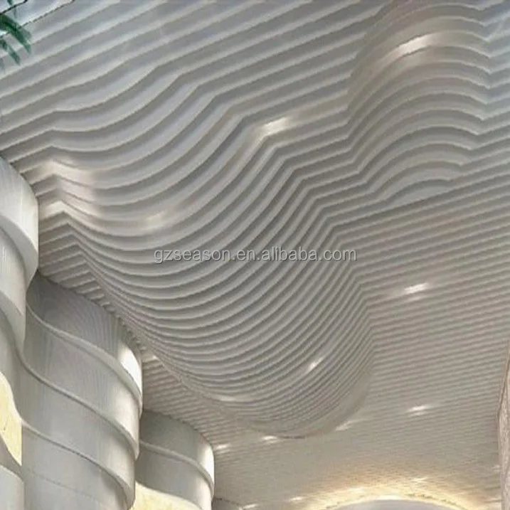 Aluminum Wavy Baffle Ceiling Design For Shopping Mall Project Customized Curve Baffle Ceiling