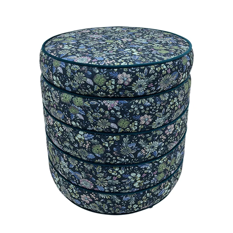 Hot Selling Home Furniture Modern Luxury Velvet Round Pouf Ottoman for Living Leisure
