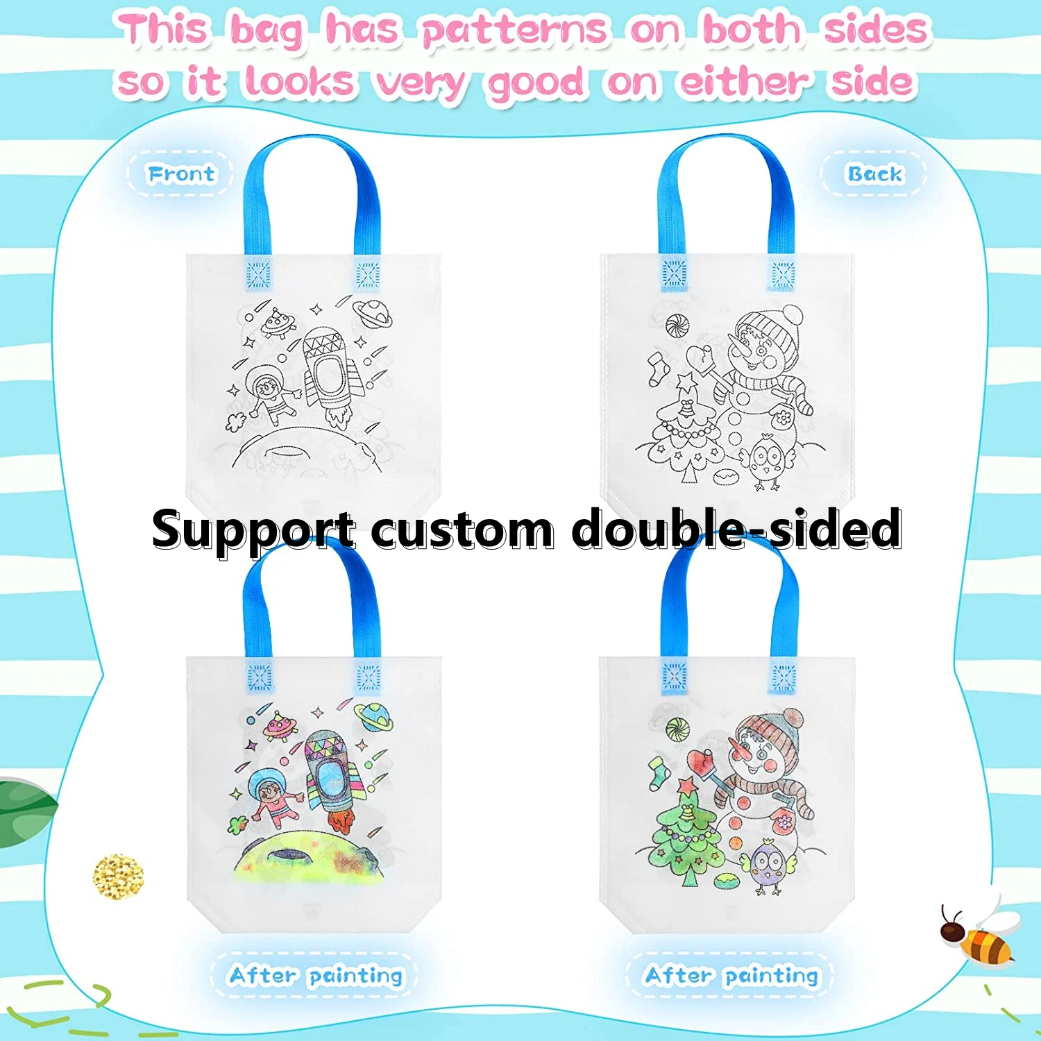 Детская раскраска многоразовая для вечеринки Goodie «сделай сам» Сумка для рисования граффити Нетканый экологически чистый материал «сделай сам» набор ручной работы для детей