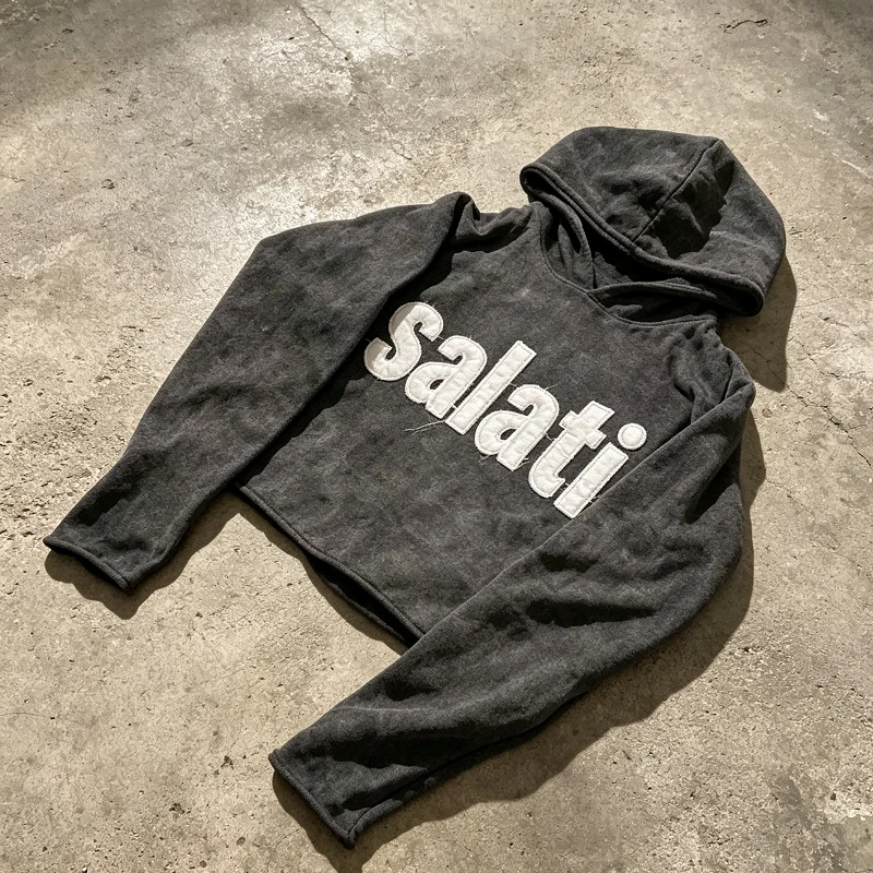 Unisex High Street Pullover Hoodie 100% Cotton Washed Thick Fleece Pockets Loose Silhouette Winter Warm Premium Custom gallery 3