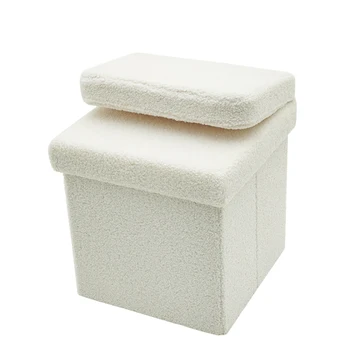 Kids Toy Folding Storage Stool Foldable Ottoman Storage Back-rest Chair