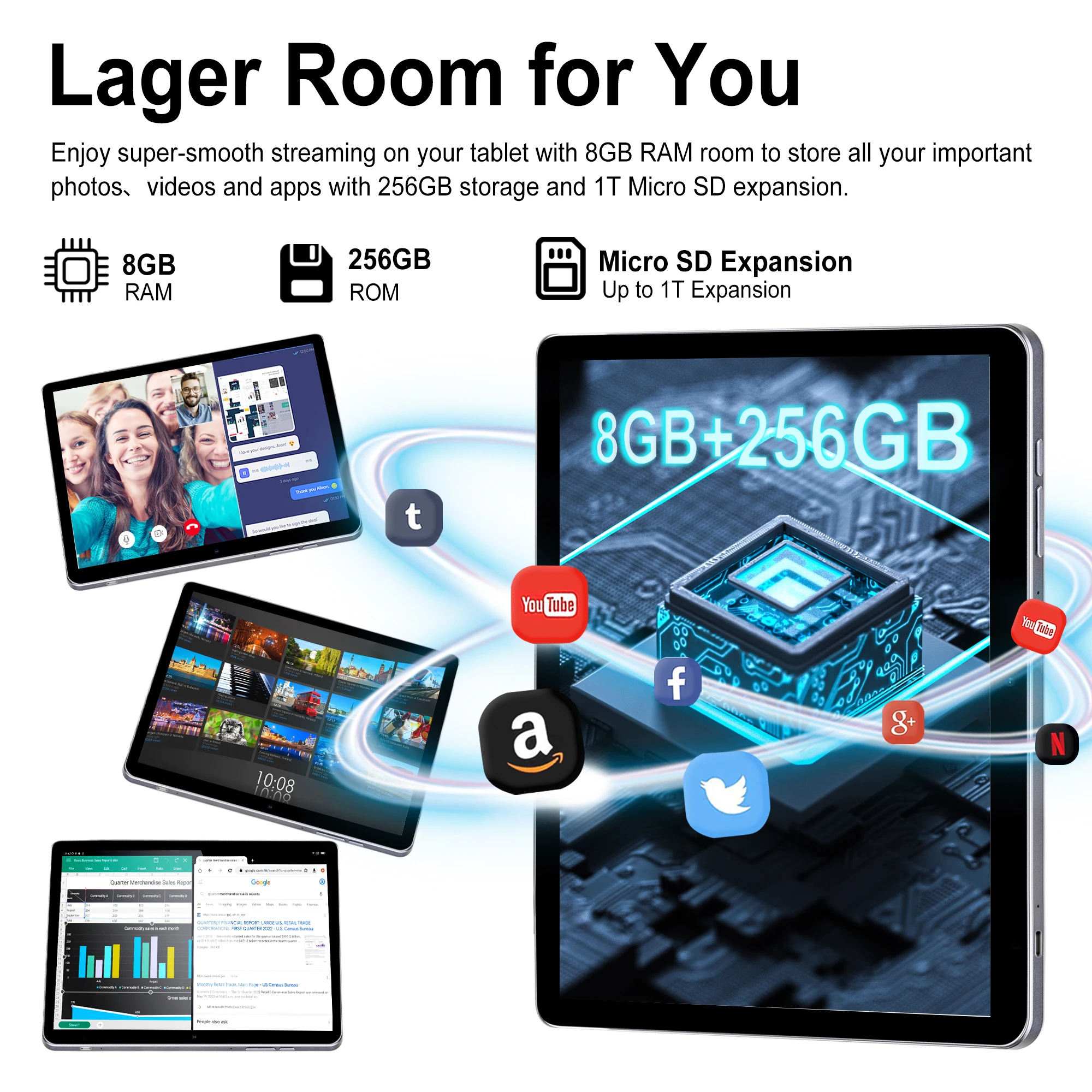 Hot Selling 13 Inch Android Tablet Wifi 4G LTE GPS 2560*1440 Touch Screen 8.0+13.0MP 10000 Mah Octa Core 8GB 256GB Tablet Pc