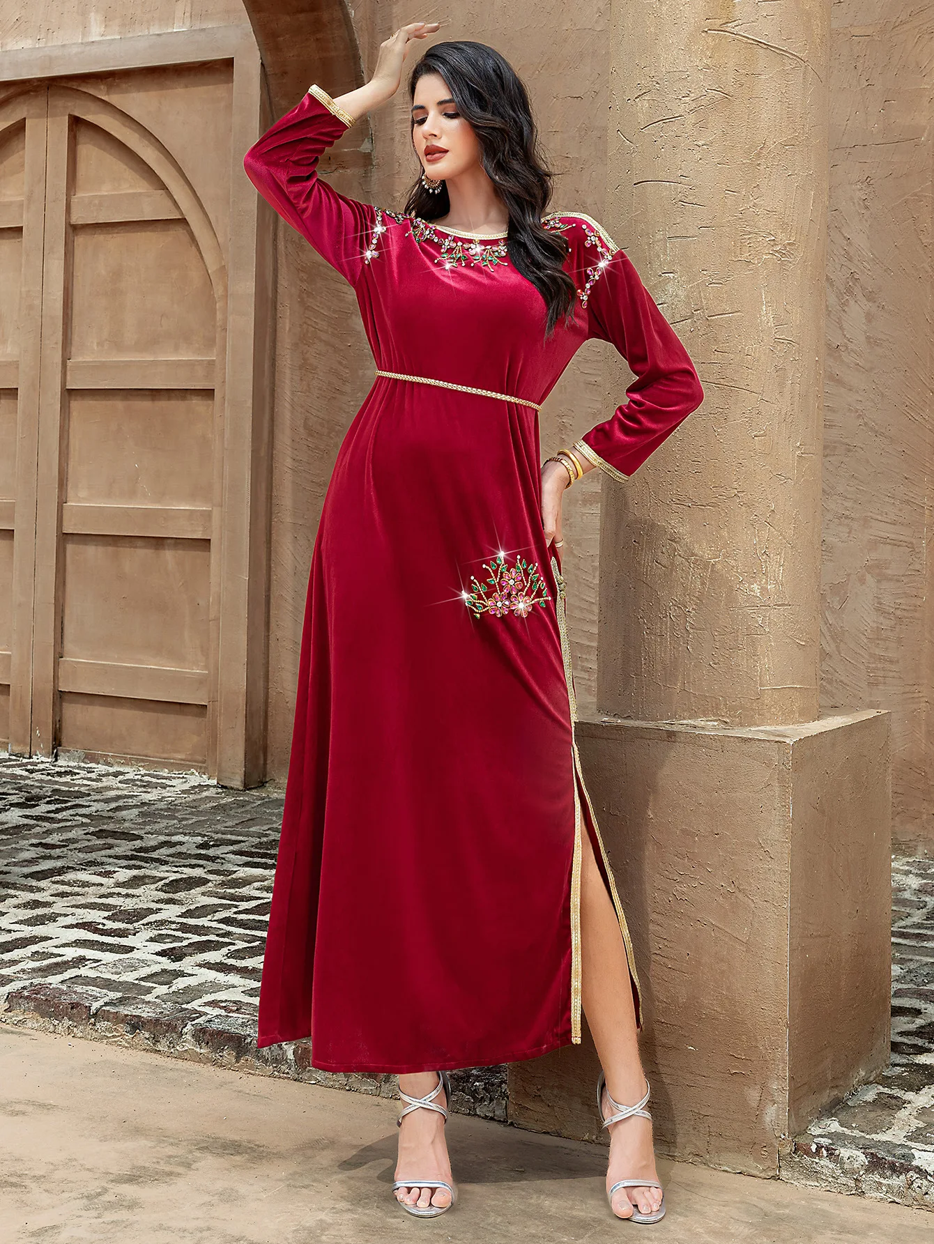 Clothing Middle Eastern Gowns Latest Design Loose Long Gown Velvet