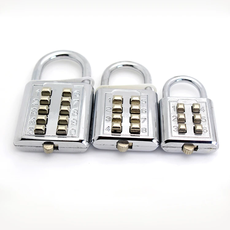 6 Digit Combination Lock 30MM Mini Small Zinc Alloy Silver Push Button Combination Number Luggage Lock