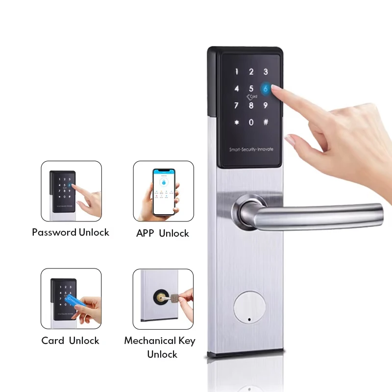 スマートロック 交換 キー Yosimika指紋認証ドアロック OLEDディスプレイ音声ガイドキーレスエントリドアロッ : Yosimika 指紋認証ドアロック キーレスエントリードア