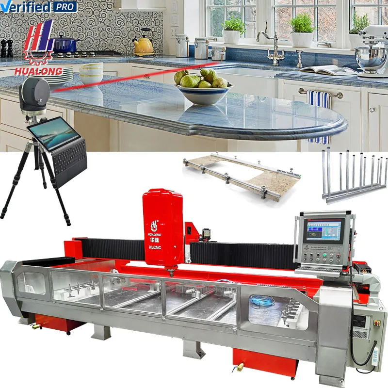 HUALONG Stone Countertop Processing Center CNC Sink Hole Cutout Cutting Machine for Quartz Marble Granite Cutting Polishing