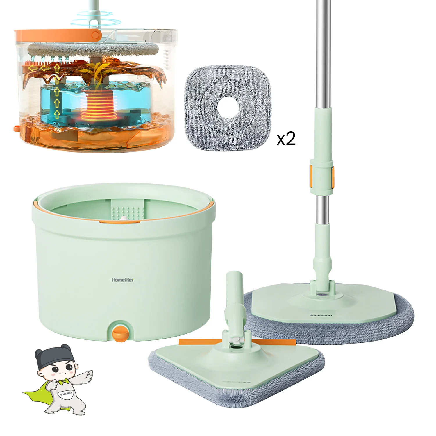 Microfiber Flat Spin Mop and Bucket