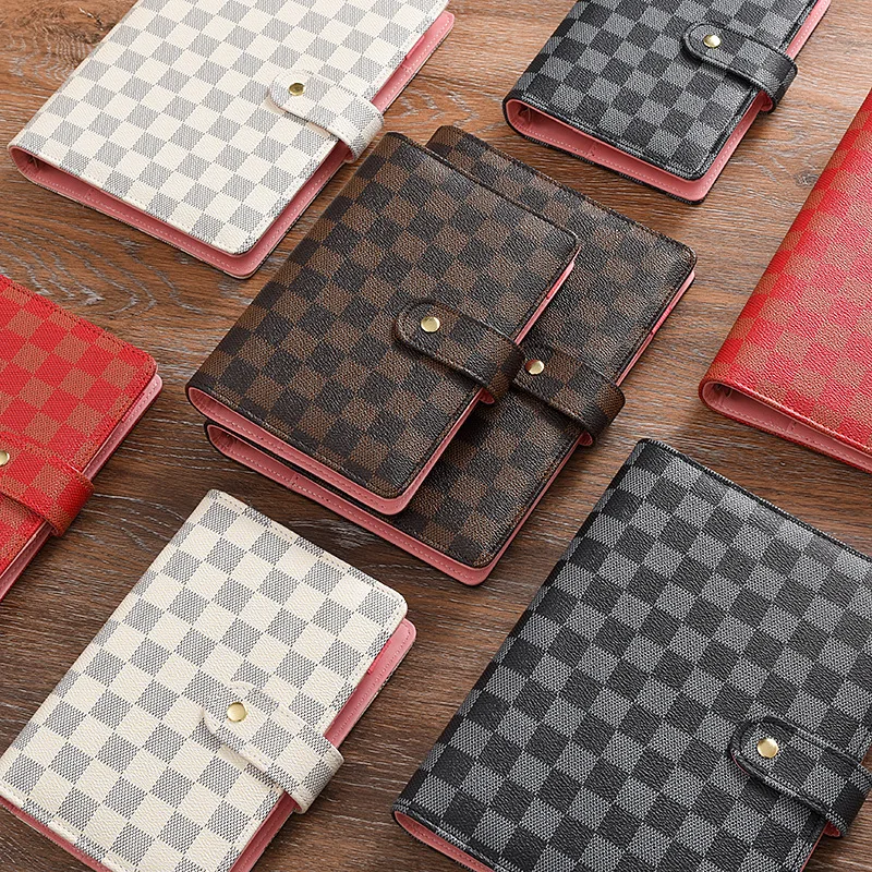 Source Custom A6 PU Leather Hardcover Checkered 6 Ring Budget