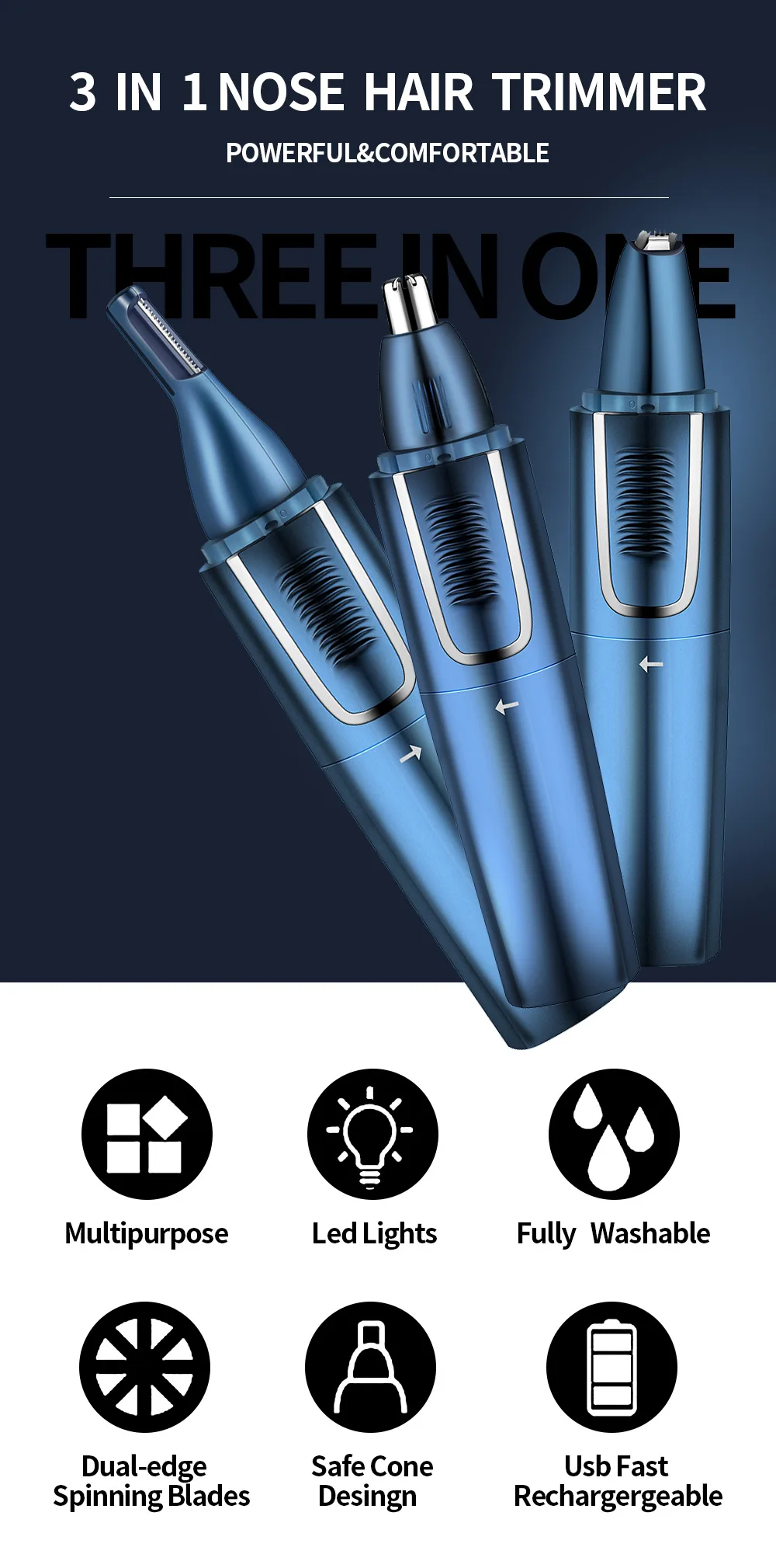 Wireless 3 in 1 waterproof electric nose hair removal trimmer rechargeable electric ear face eyebrow nose trimmer.jpg