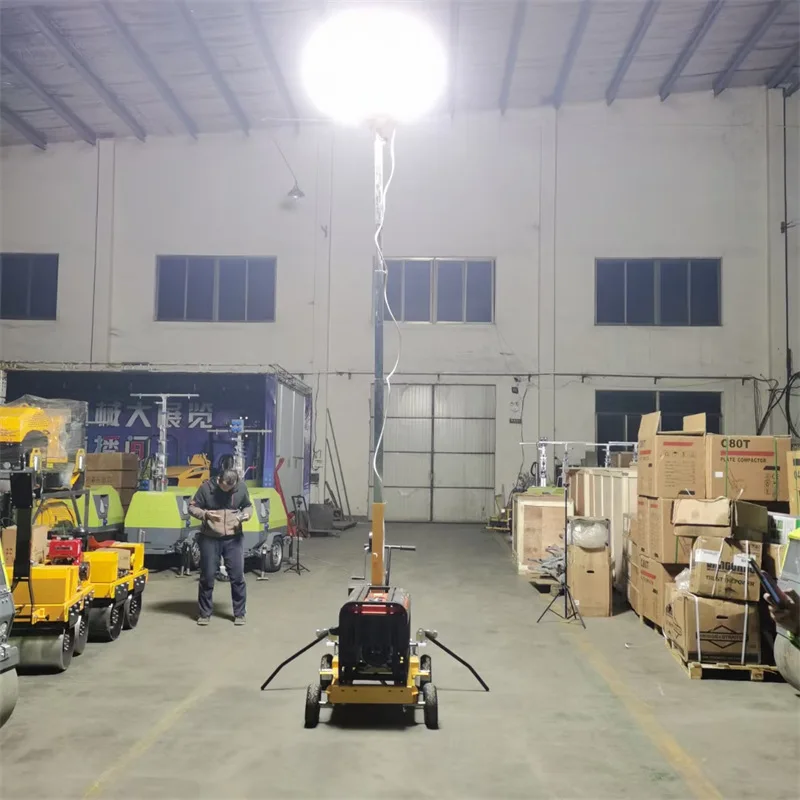5M diesel Generator 4x1000W Mobile Light Towers Telescopic Mast Portable Outdoor Lighting Tower