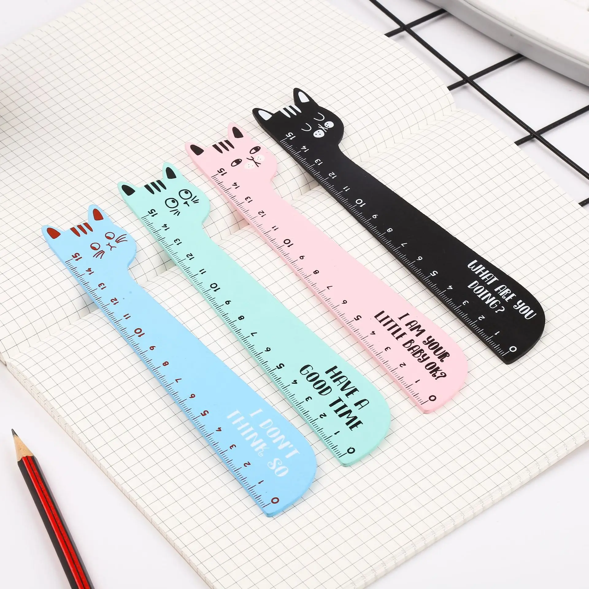 Mini Fat Cat Ruler Custom Cat Shape Wooden Ruler - Eco-Friendly School Gift