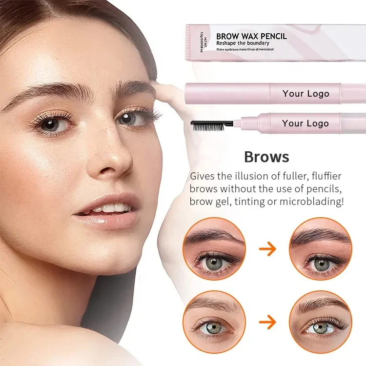 Personal Customized Label Brow Wax Gel Pen Wax Pencil Eyebrows With