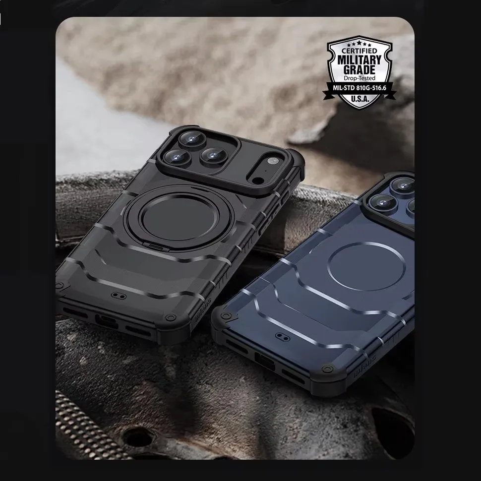 product for iphone 17 pro max case with rotating metal kickstand military grade drop proof  anti fingerprint protective cover-5