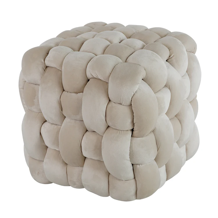 Modern Nordic Luxury Small Upholstered Ottoman Foot Stool Soft Ottoman Pouffe