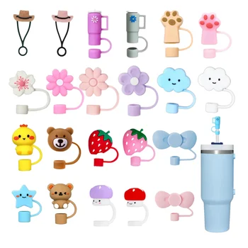 Custom 10mm Silicone Straw Toppers Straw Cover for Tumbler Cup Tumbler