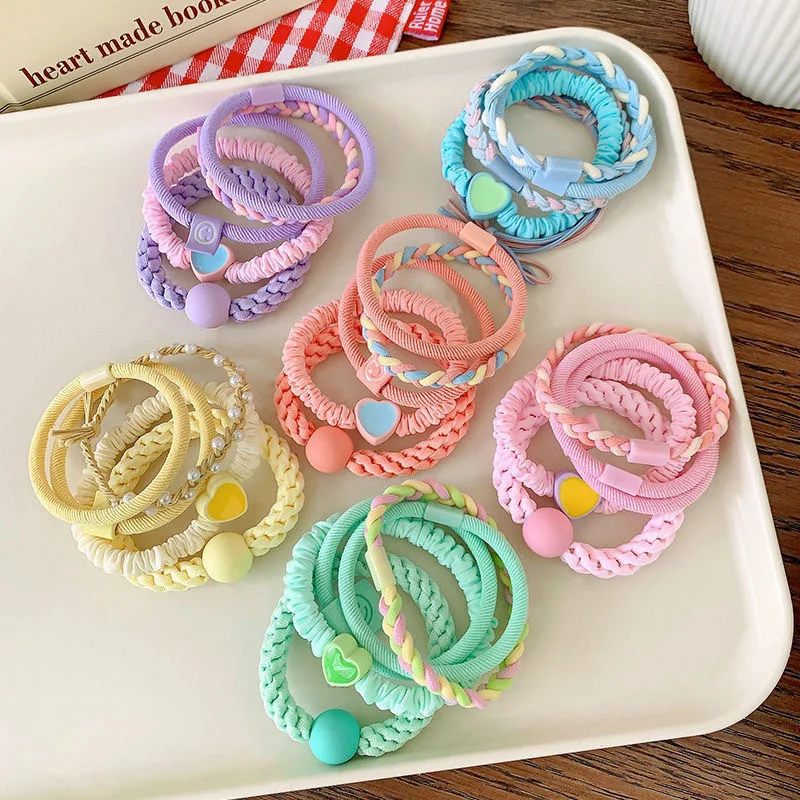5pcs Colorful Large Circle Children's Rubber Band Hair Band Baby