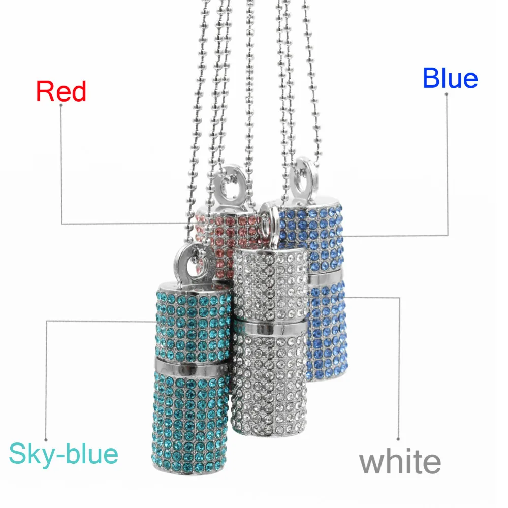 Gitra Flash Drive 64GB Thumb Drive Jewelry USB 2.0 Memory Stick Silver Rhinestone Pen Drive Bling Crystal Necklace with Keychain