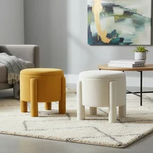 2026 High Quality Modern Custom Round Circular Storage Ottoman Footstool Velvet Ottoman
