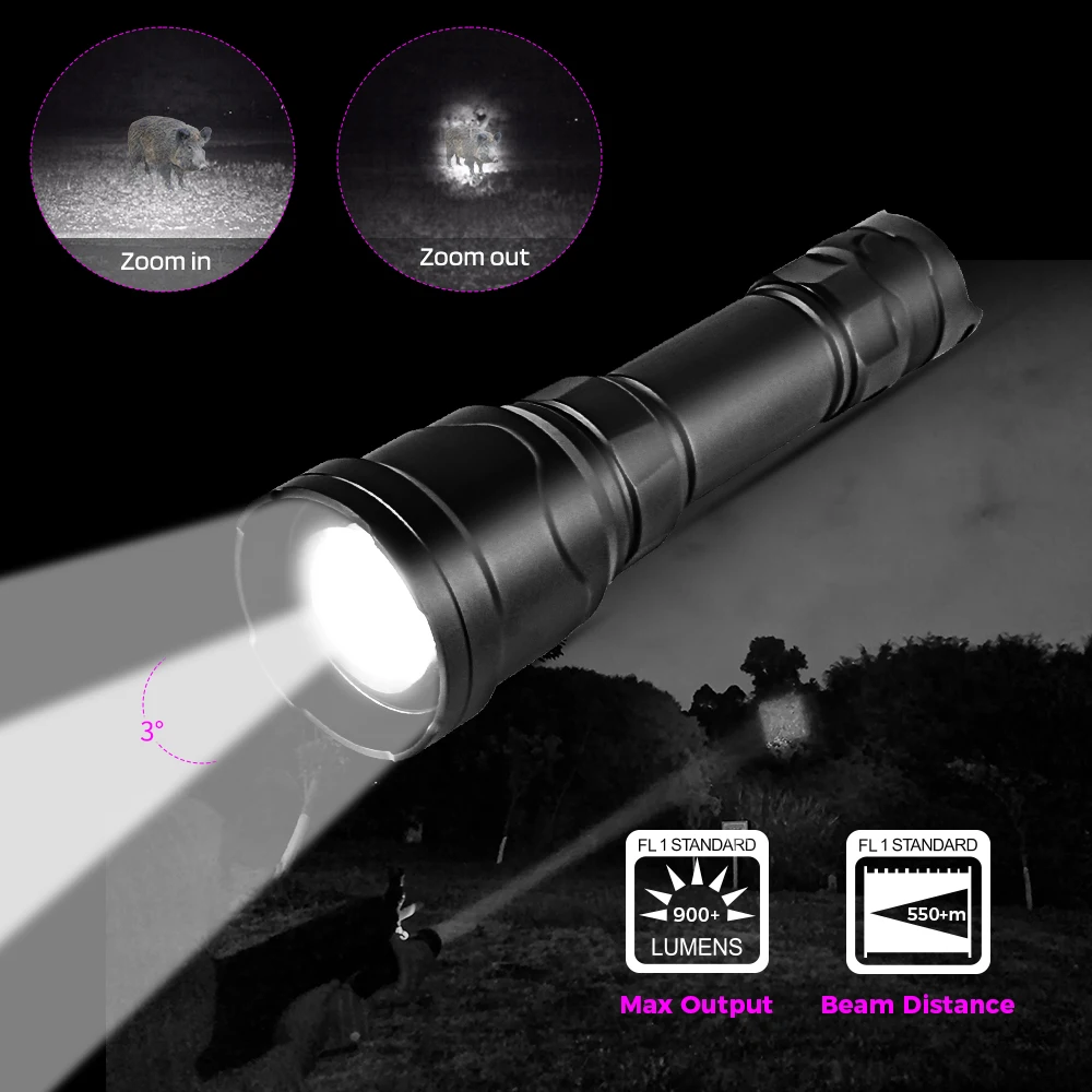 Powerful Handheld Longrange Flashlights Hunting Torch Led Hunt Light