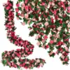 45 rosas pequeñas, una franja rosa y rojo rosado.