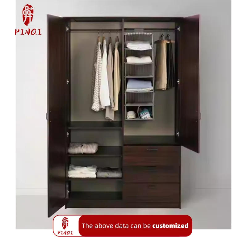 Professional Customization Two Person Wooden Save Space Closet Organizer Cabinet Wardrobe with Drawers for Hotel Room
