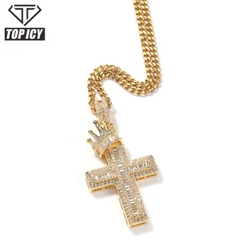 Hip Hop Fashion Silver Gold Pendant Crown Cross Pendants for Necklace Hip Hop Pendant