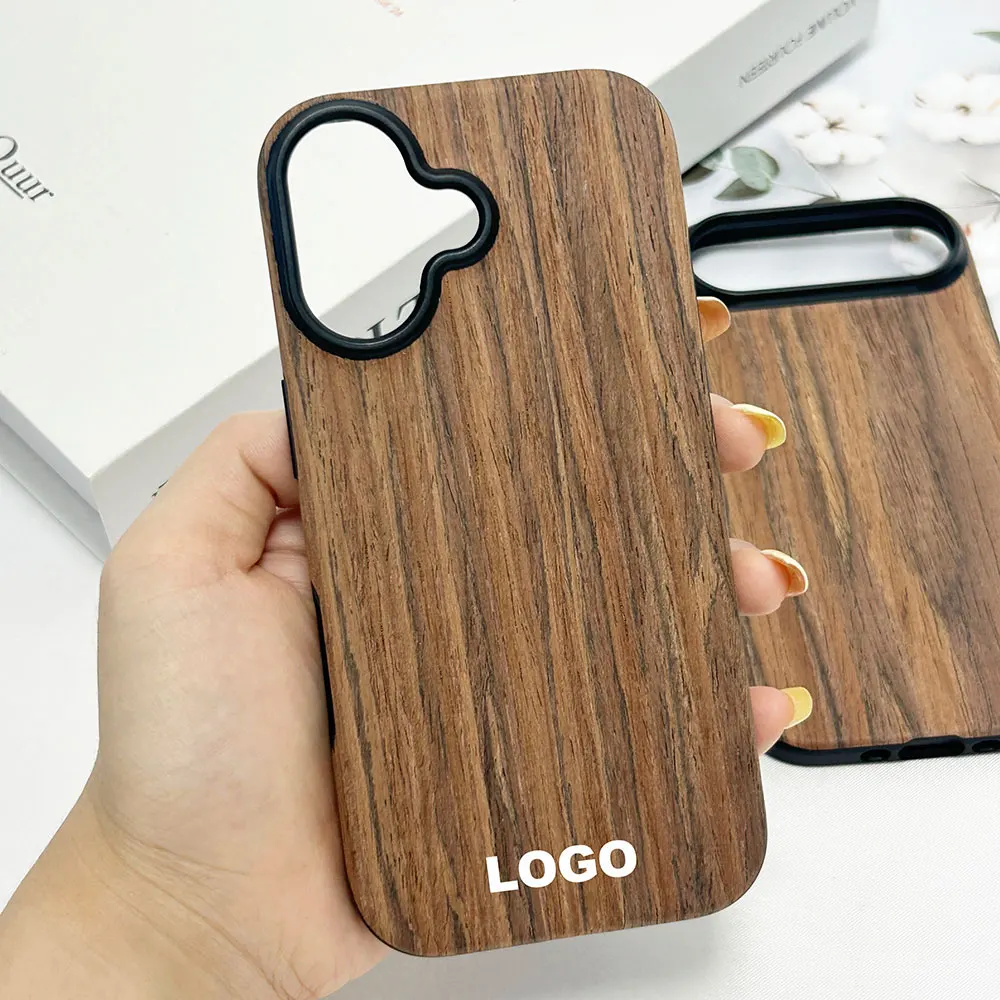 product laudtec wood grain mobile phone case for iphone 17 air 17pro max real nature wooden luxury thin lightweight customized sjk1072-5