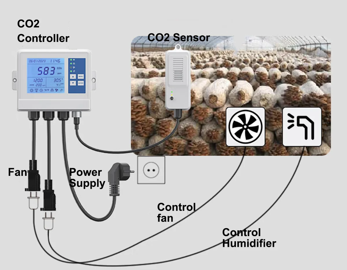 Wall Mountable Large Color LCD Co2 Monitor for Grow Room, Easy to Read ...