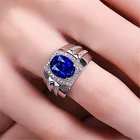 Ring 18k Gold Charm Fashion Trendy Factory Wholesale Plating 925 Sterling Silver Sapphire Ring With 18K Gold Inlay