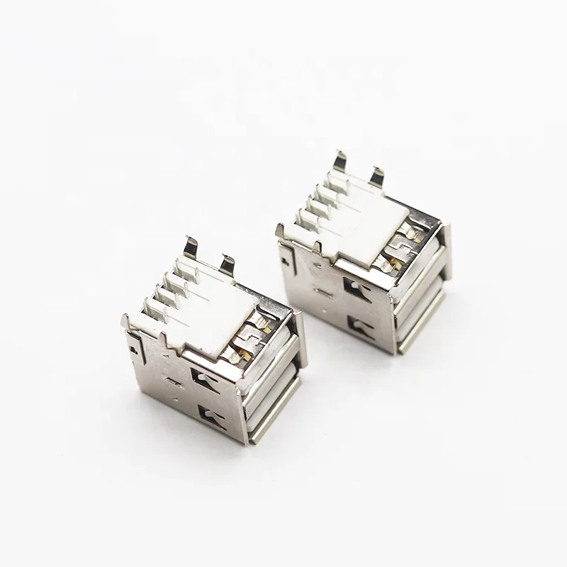 Free samples connector USB Jack Replacement 4pin SMD Female Socket usb dual level right angle for data cable headers connector