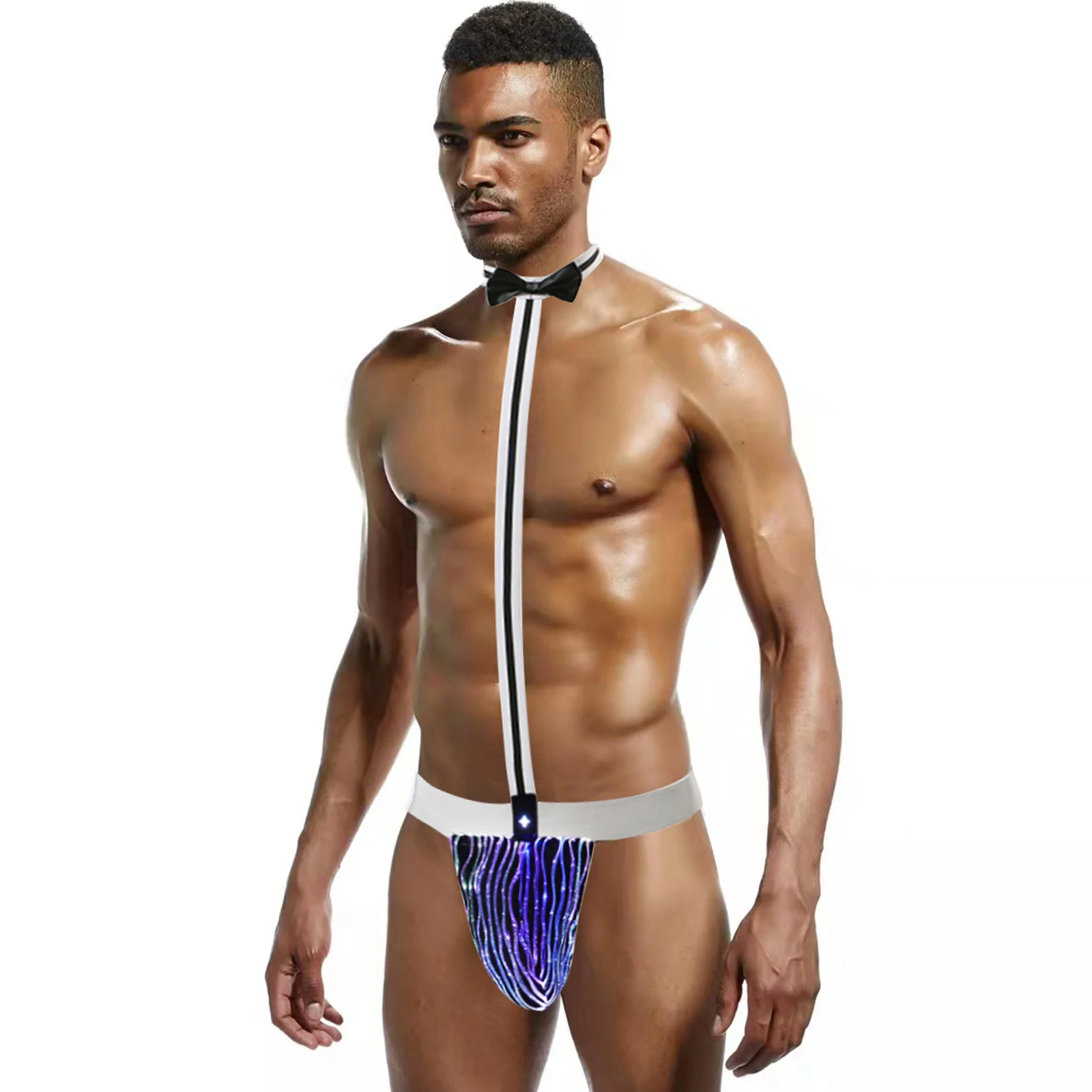 Perizoma Uomo Effetto Bagnato In Pelle Laccata - Mini Thong Con Pouch - Sexy Per Feste E Clubwear - 4