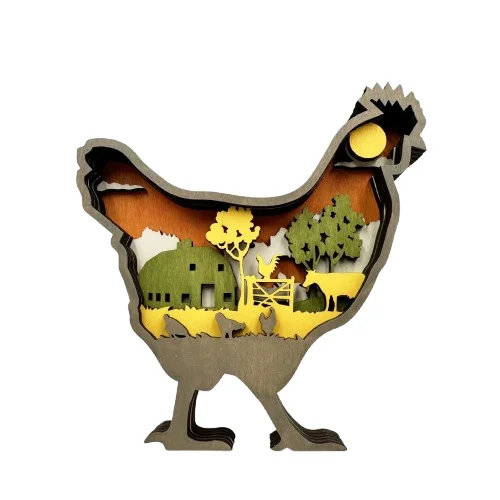 Spring Garden  LED Easter Rabbit 3D Wood Carving Ornaments Easter Home Decoration Wooden Crafts Hollow Wood Crafts Decoration