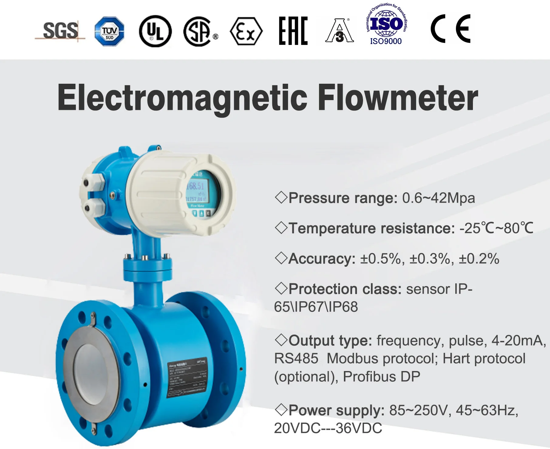 4-20ma Modbus Chilled Water Flow Meter Price List Electromagnetic ...