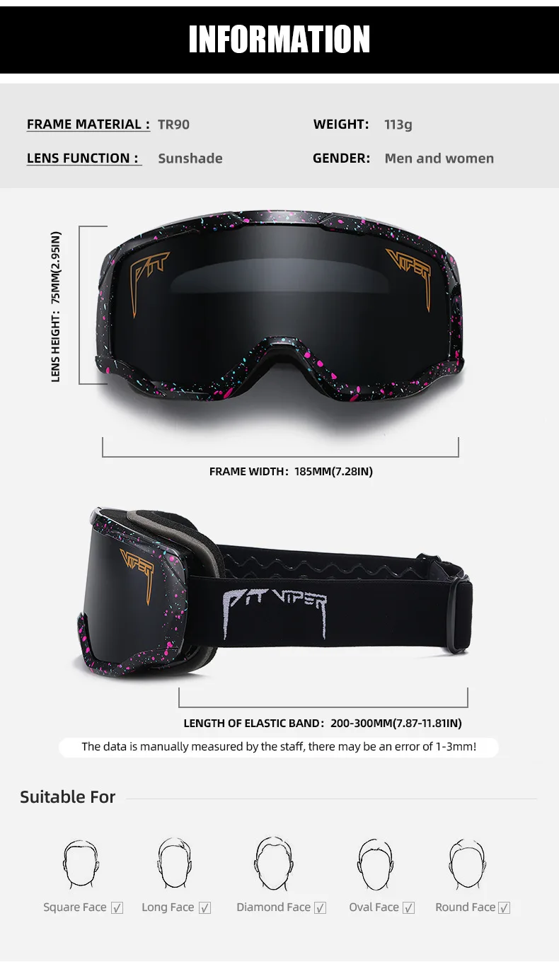 2022 Stylish Best Mirrored Antifog Outdoor Sports Snowboard Goggles