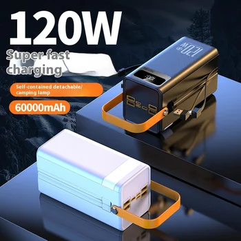 Super Fast 120W Large Capacity 60000 Mah Power Bank with Type-C Input Interface Outdoor Camping Style with Custom Logo Printing