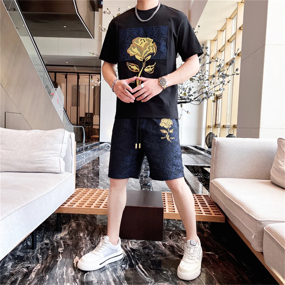 Clothing Supplier Summer Men's Twopiece Shorts Tshirt Street Casual